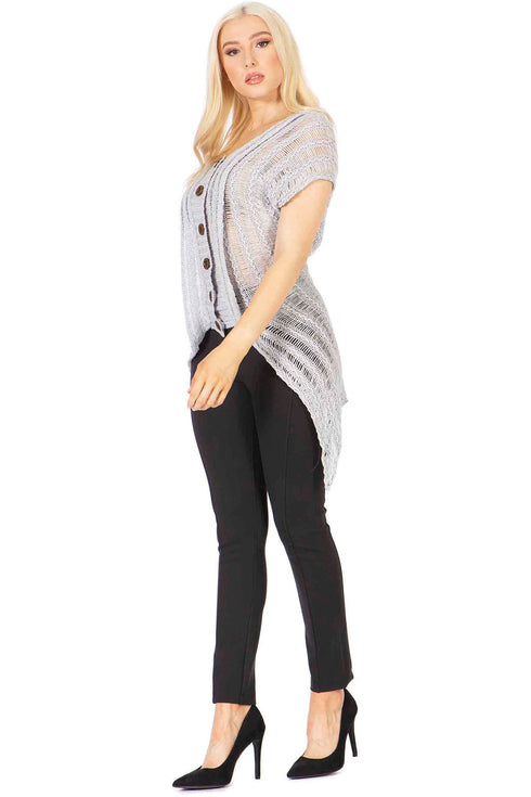 Dolman Sleeve Button Front Sweater Top